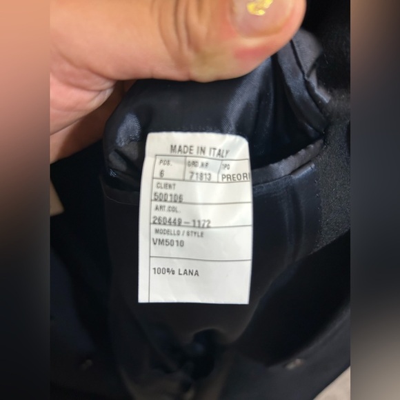 Caruso Black Wool Coat VM5010 - Picture 16 of 16